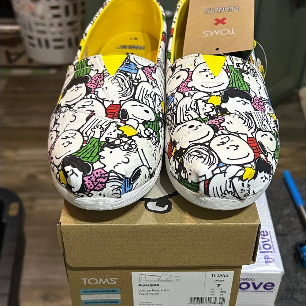 TOMS Snoopy and Friends White Slip-Ons